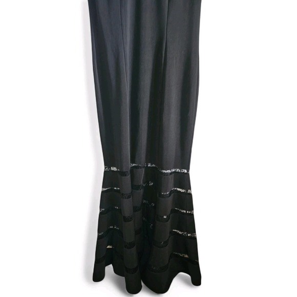 JS Collections Black Sleeveless Vee Neck Lace Illusion Mermaid Gown Size 10 EUC - Picture 11 of 15